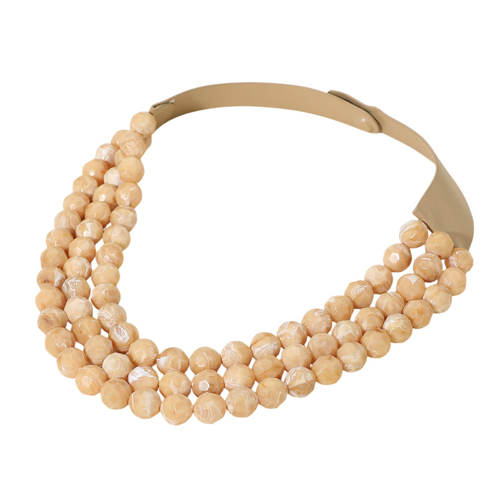 Faceted Beaded Triple Layered Magnetic Collar Necklace