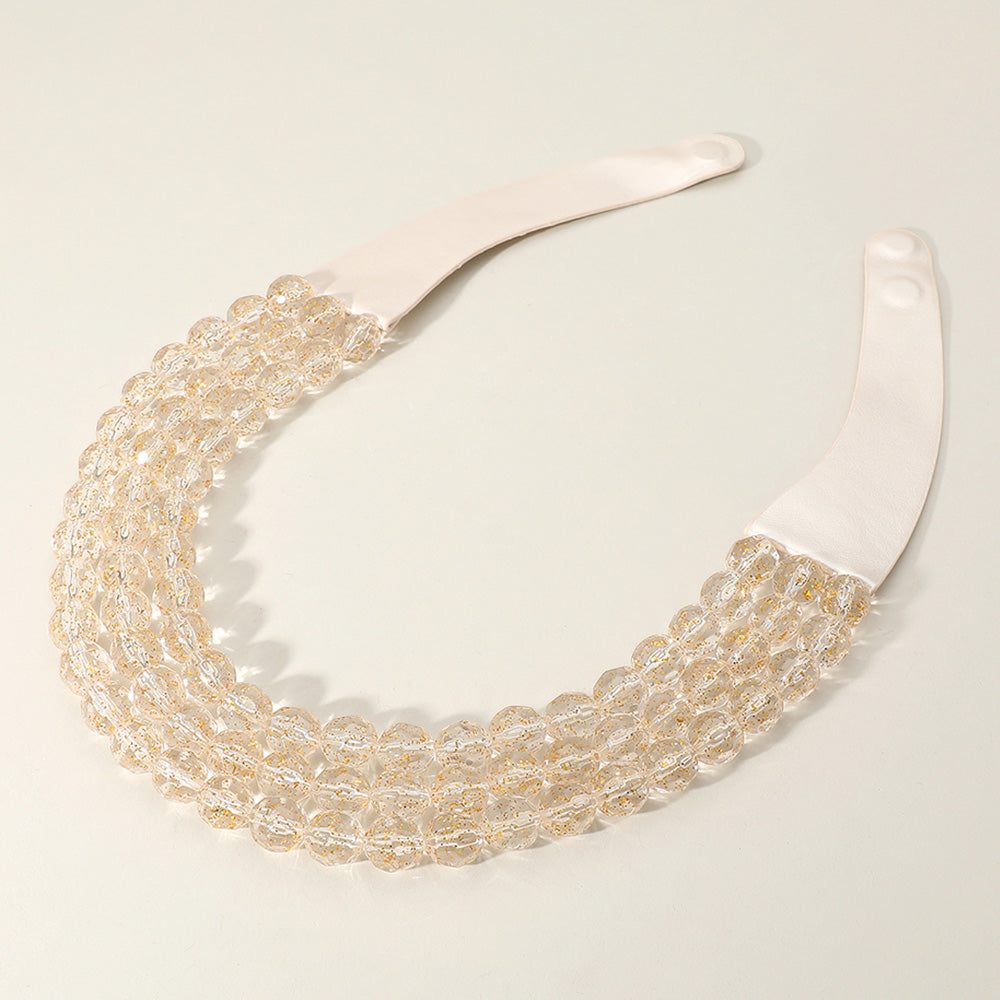 Chunky Acrylic Beaded Triple Layered Faux Leather Magnetic Necklace