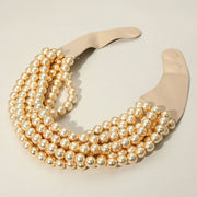 Chunky Textured Ball Beaded Multi Layered Faux Leather Magnetic Necklace