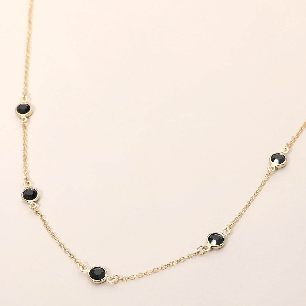 Delicate Stone Bezel Station Necklace