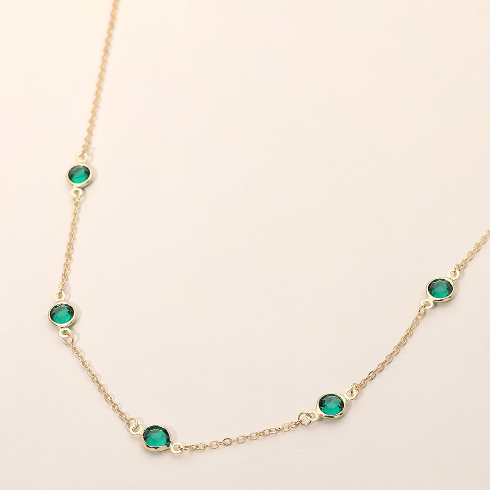 Delicate Stone Bezel Station Necklace