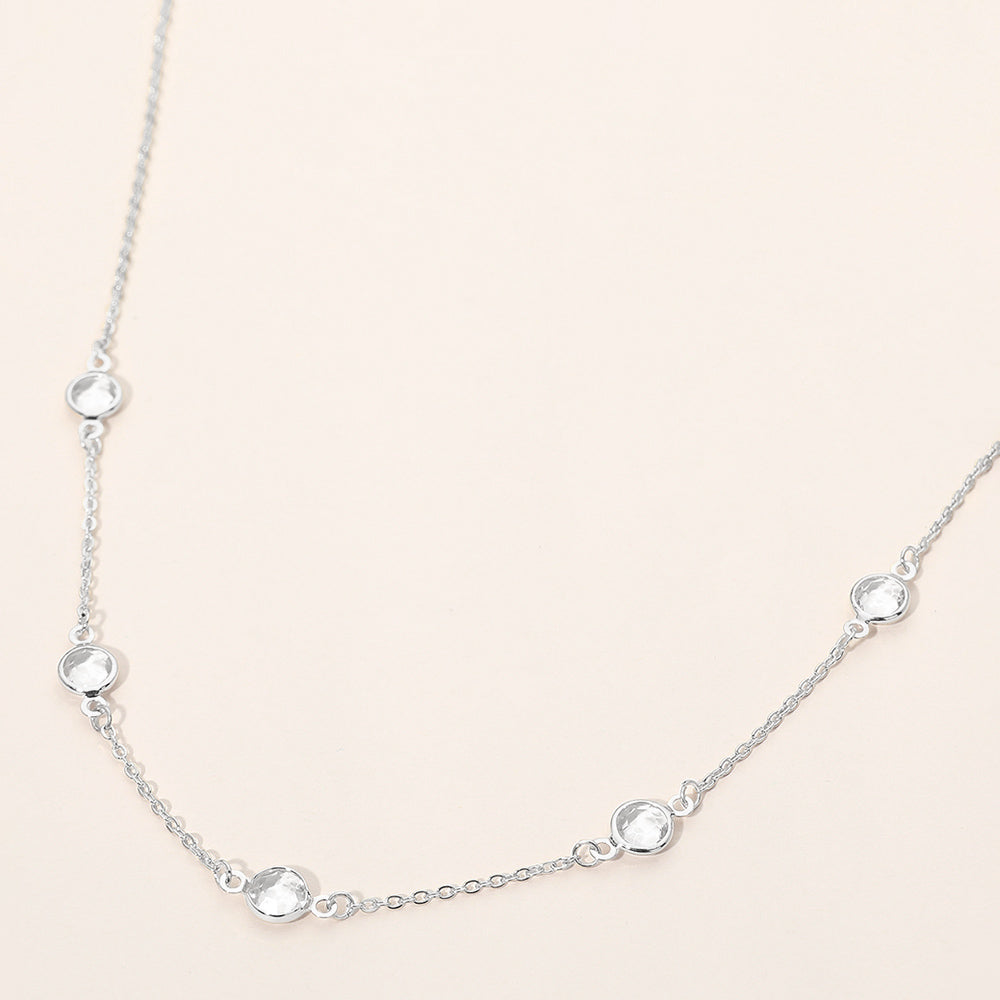Delicate Stone Bezel Station Necklace