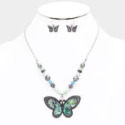 Abalone Butterfly Beaded Necklace