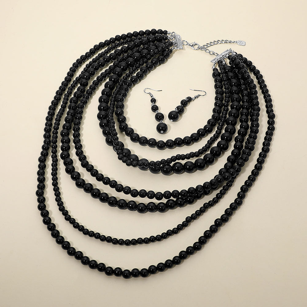 Multi Strand Beaded Statement Necklace