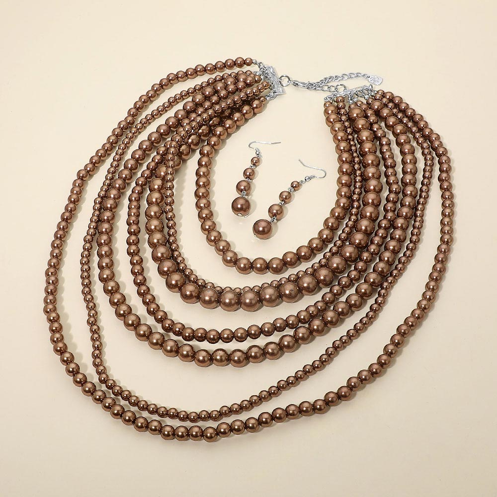 Multi Strand Beaded Statement Necklace