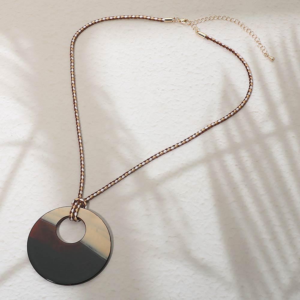 Resin Ring Pendant Cord Necklace