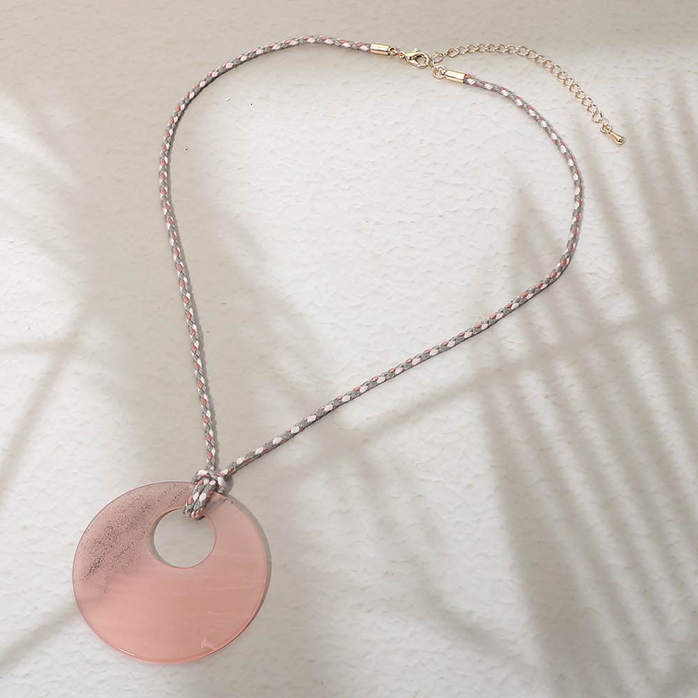 Resin Ring Pendant Cord Necklace