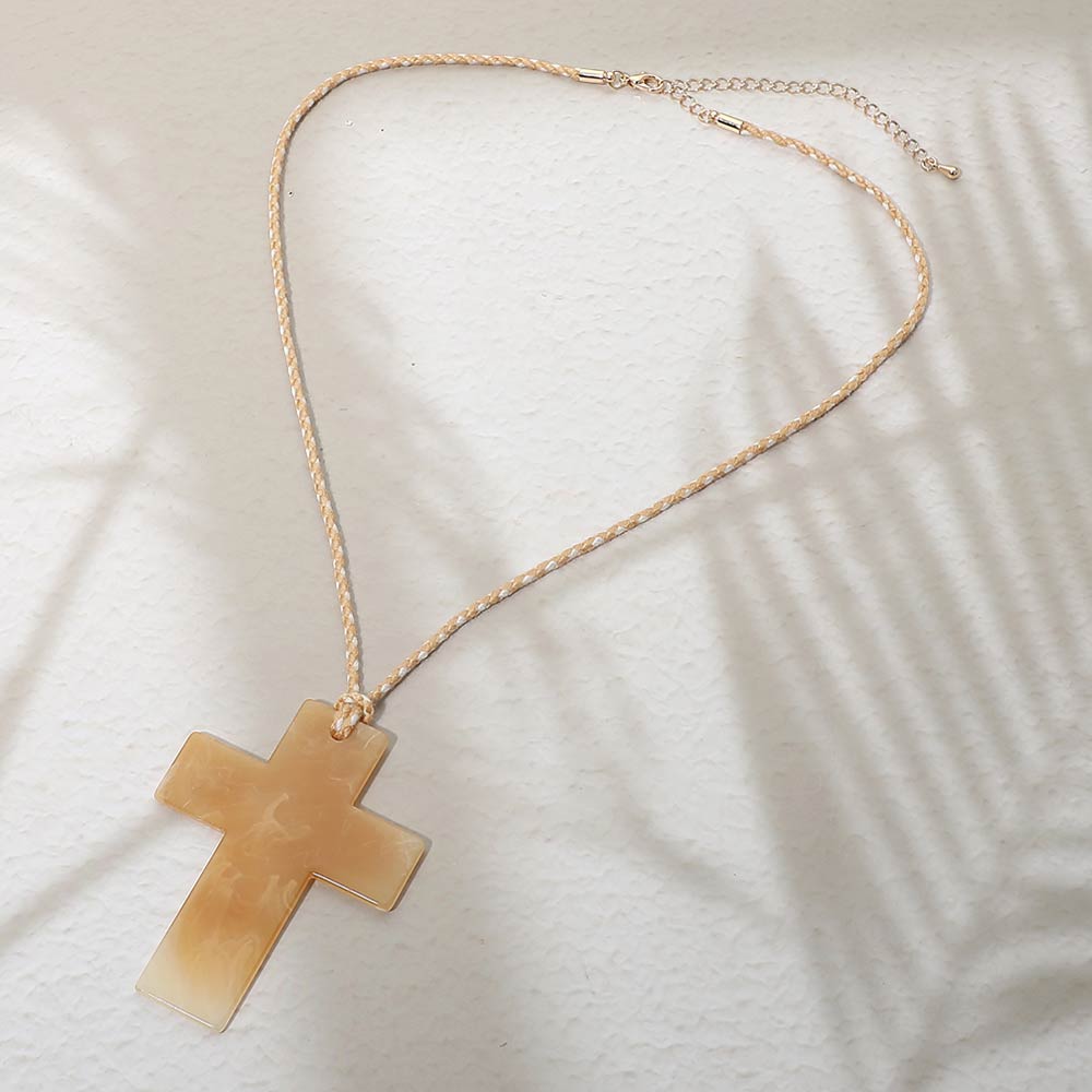 Resin Cross Pendant Cord Necklace