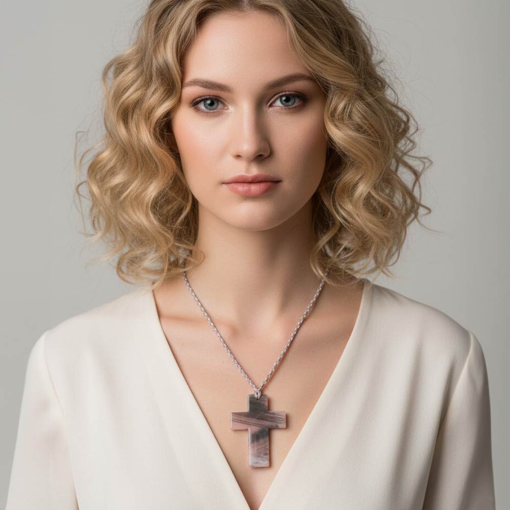 Resin Cross Pendant Cord Necklace