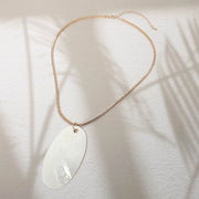 Mother of Pearl Oval Shell Pendant Cord Necklace