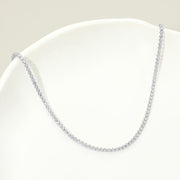 White Gold Dipped Crystal Tennis Chain Necklace
