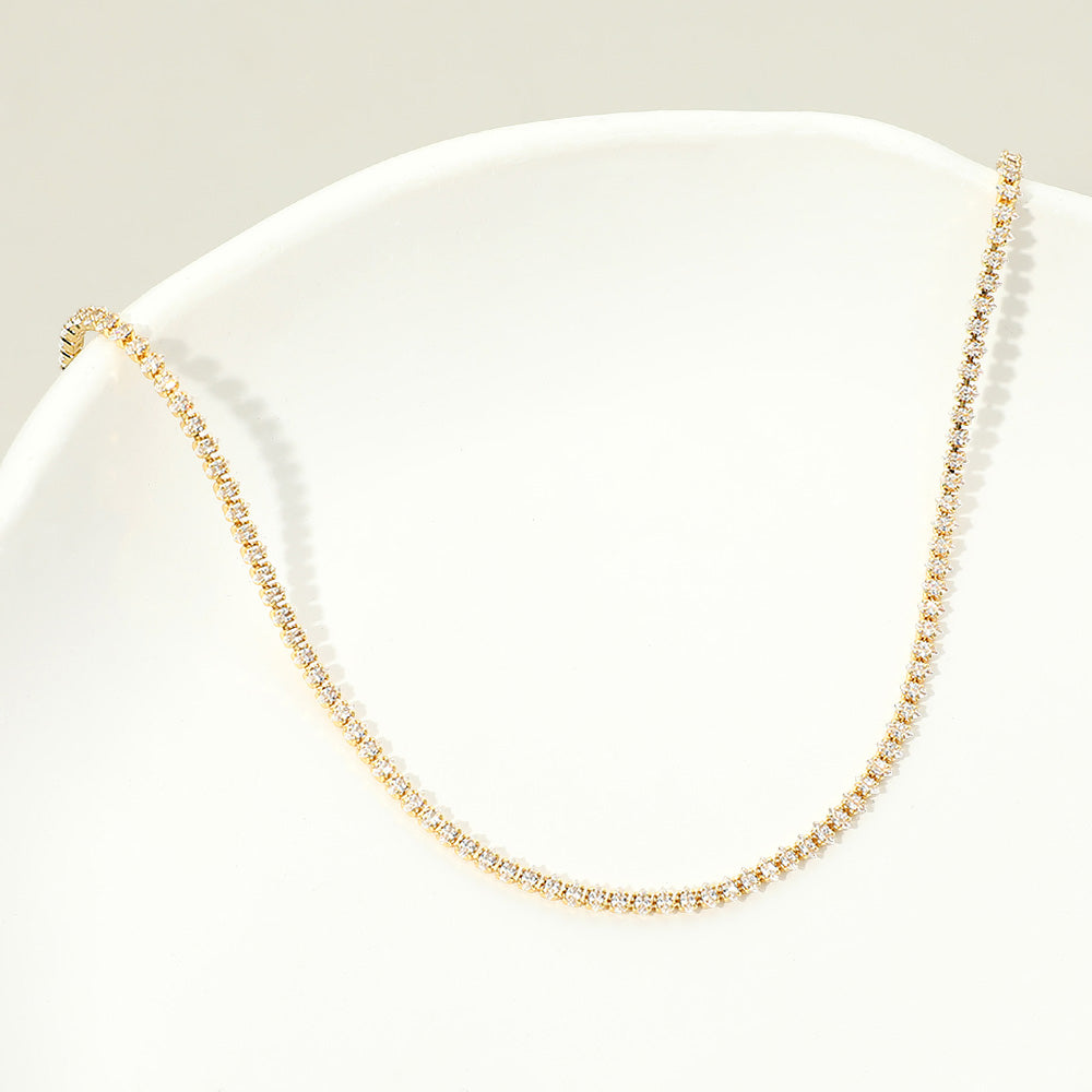 18K Gold Dipped Delicate Tennis Chain Necklace