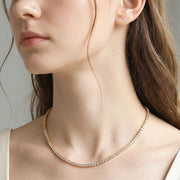 18K Gold Dipped Princess Cut Tennis Chain Necklace