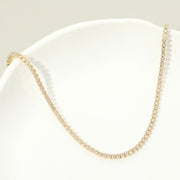 18K Gold Dipped Round Crystal Tennis Chain Necklace