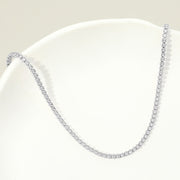 White Gold Dipped Round Crystal Tennis Chain Necklace