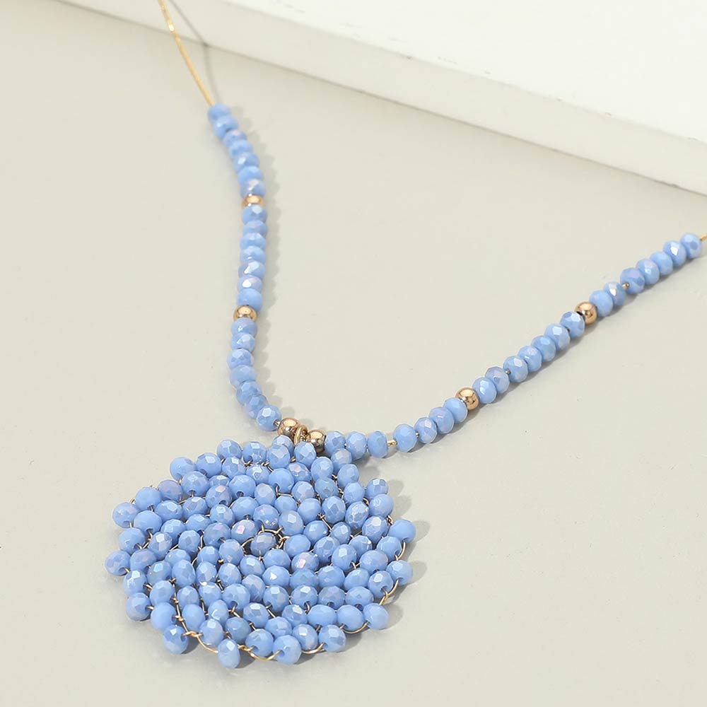 Round Beaded Pendant Statement Necklace