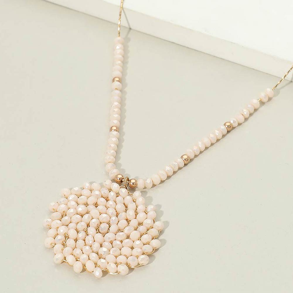 Round Beaded Pendant Statement Necklace