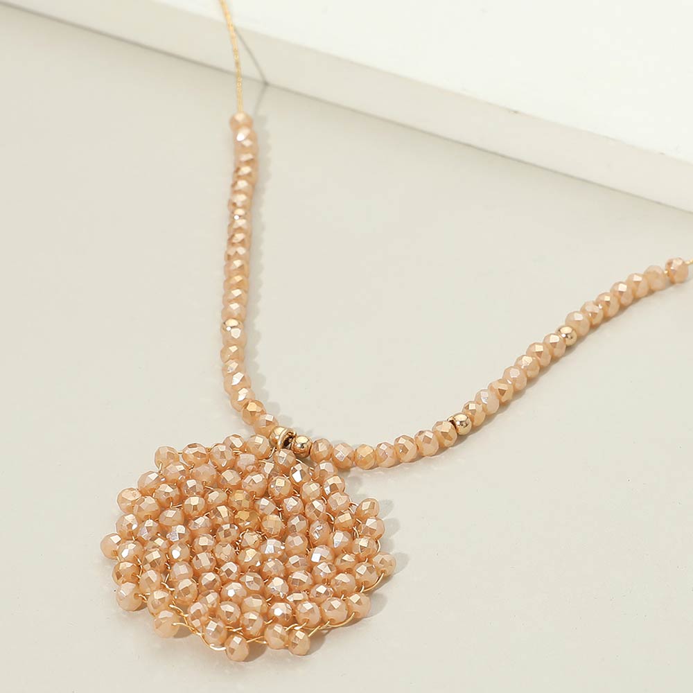 Round Beaded Pendant Statement Necklace