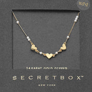 SECRET BOX_14K Gold Dipped Heart Pearl Accent Necklace