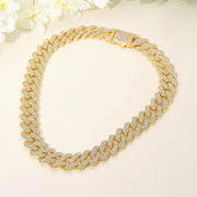 Bold 20mm Rhinestone Pave Cuban Link Chain Necklace