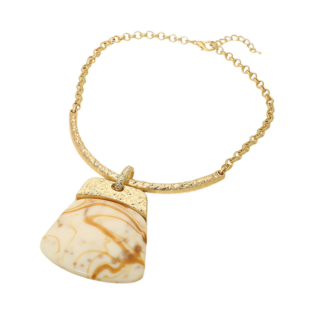 Bold Geometric Plate Pendant Accent Statement Necklace