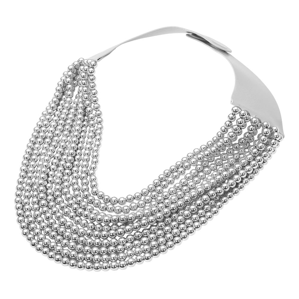 Women's Multi Layered Pearl Beaded Magnetic Statement Collar Necklace