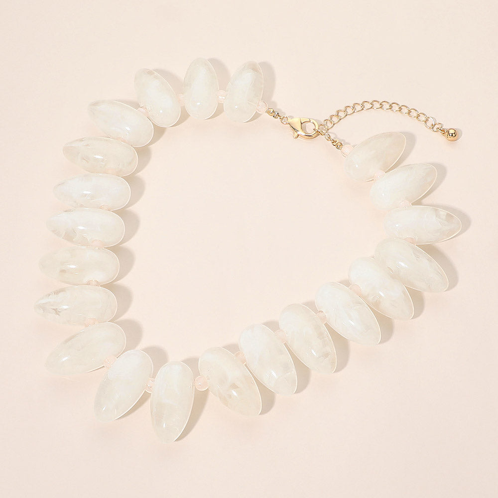 Chunky Resin Pebble Beaded Statement Necklace