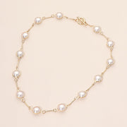Round Pearl Link Toggle Necklace