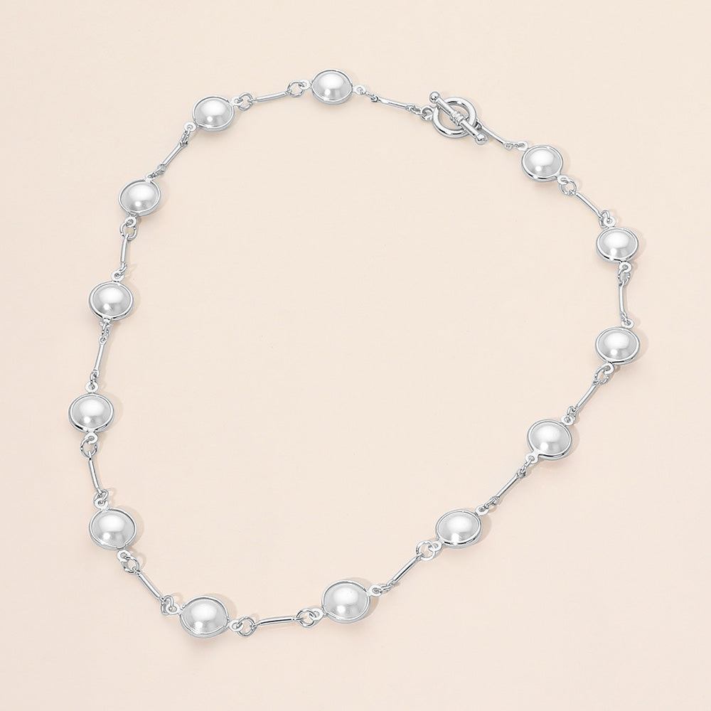 Round Pearl Link Toggle Necklace