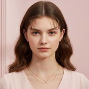 18K Gold Dipped Minimalist Heart Charm Accent Layered Necklace