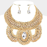 Oval Stone Accented Statement Necklace