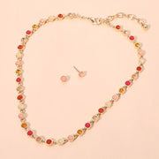 Round Stone Bezel Link Chain Necklace