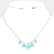 Stone Embellished Flower Necklace