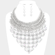 Faceted Cube Bead Cluster Bib Necklace