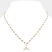 Mother Of Pearl Beads Station Whale Tail Pendant Necklace