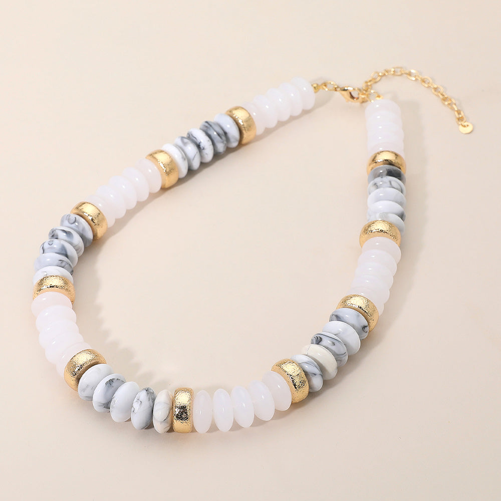 Chunky Resin Disc Beaded Necklace