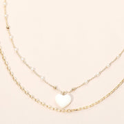 Mother of Pearl Heart Pendant Layered Necklace