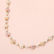 Floral Bead Pearl Link Necklace
