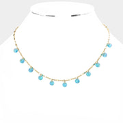 Round Bead Station Necklace