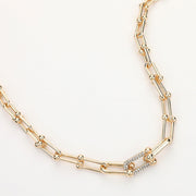 Hardware Link Stone Paved Necklace