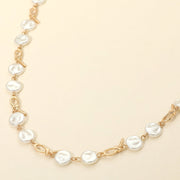 Pearl Disc Abstract Charm Link Necklace