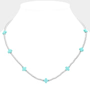 Cross Pointed Metal Ball Beaded Necklace