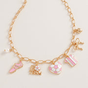Soccer Bow Pearl Heart Charm Necklace