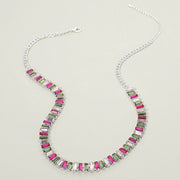 Baguette Stone Cluster Link Accent Necklace