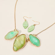 Abstract Sparkled Celluloid Acetate Pebble Link Pointed Adjustable Necklace