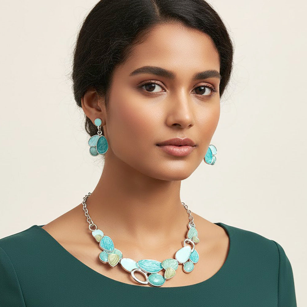Organic Shape Link Statement Necklace