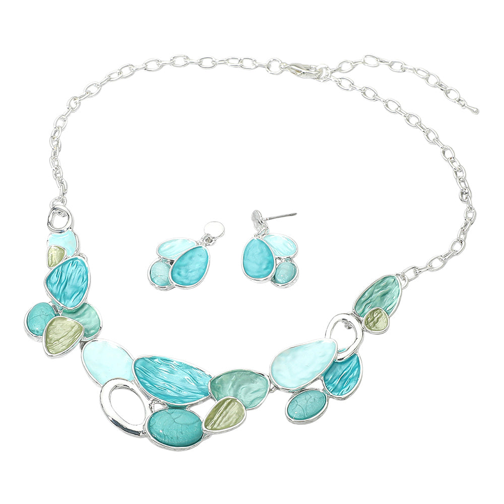 Organic Shape Link Statement Necklace