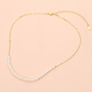 18K Gold Dipped Freshwater Pearl Beaded Paperclip Chain Necklace