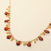 Faceted Bead Charm Station Necklace