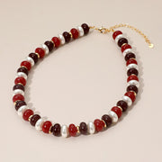 Chunky Marbled Beads Pearl Beaded Statement Necklace